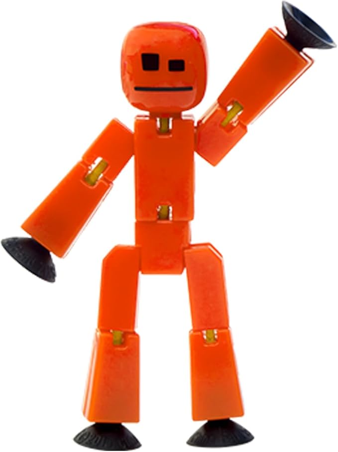 Zing StikBot Single Pack - Includes 1 StikBot - Collectible Action Figures and Accessories, Stop Motion Animation, Ages 4 and Up (Red Orange)
