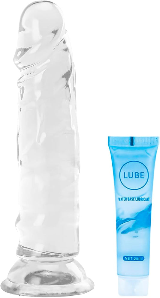 5.1 inch Clear Beginner Dildo, Cute Small Anal Blowjob Dildos, Realistic Slim Penis, with Strong Suction Cup, G Spot and Anal Stimulation, Suitable for Couples Women Men(Transparent)