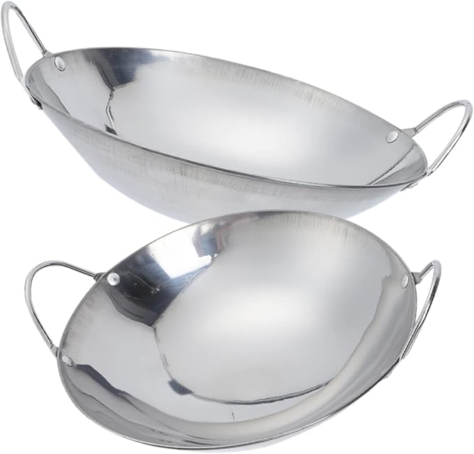 BESPORTBLE 2pcs Stainless Steel Stir-fry Pans Removable Handle Cookware Korean Pot Ramen Pot Easy Clean Kitchen Cooking Tool