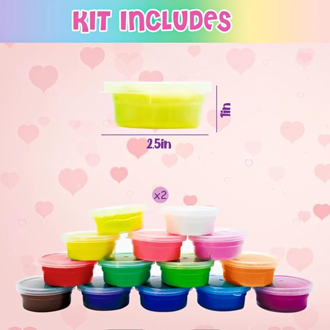 28pcs Butter Slime for Kids, Playdough Modeling Clay for Valentines Day School Classroom Exchange Gift Party Favor Prizes