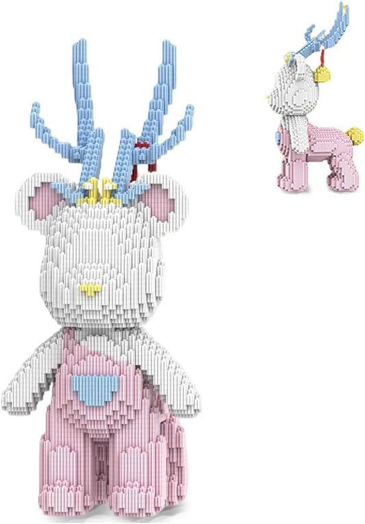 DAHONPA Christmas White Deer Micro Building Blocks Set (4250 Pieces), Bearbrick Set Model, Gift for Adults and Kids
