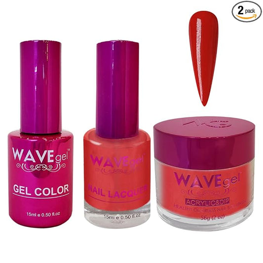 WAVEGEL Soak-Off Gel, Nail Lacquer & Acrylic/Dip Powder Matching Set - Princess Collection - #108 Rubicund