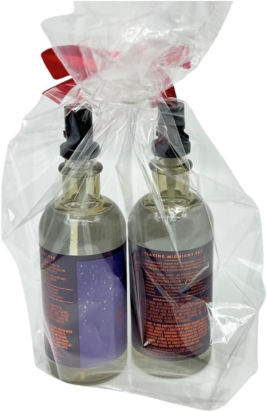 Bath & Body Works Aromatherapy Relaxing Midnight Sky Chamomile Patchouli Essential Oil Mist Gift Set with a Red Bow for Holidays & Gifts – Pack of 2