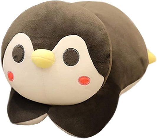 ELAINREN Super Fluffy Penguin Stuffed Pillow Ultra-Soft Gray Penguin Plush Hugging Pillow Adorable Anime Penguin Shape Plushie Cushion Decor Gifts/23.6''