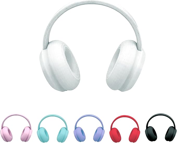3D Printed Headphones Accessories for 17cm Doll(No Dolls)，for Dolls 3.94-6.69inch(10-17cm) in Size，Suitable for Daily Display, Great As a Gift(White Headphones)