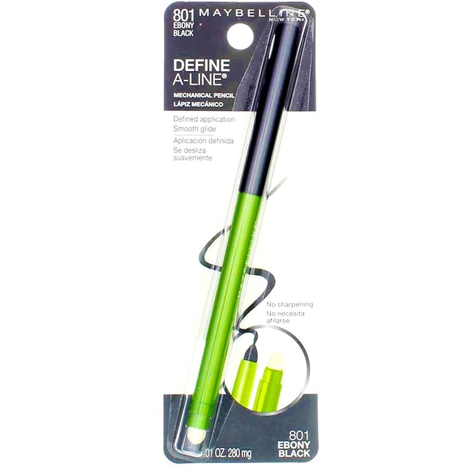 Maybelline Define-A-Line Eyeliner, Ebony Black [801], 1 ea (Pack of 2)