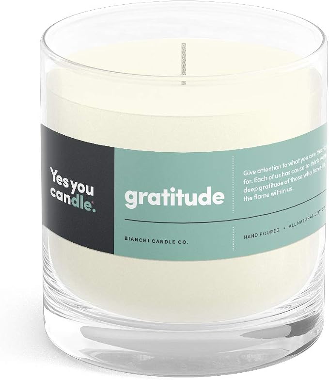 Yes You Candle - Gratitude, Bergamot & Citrus, Highly-Scented, Inspirational Soy Candle, Made in USA, Pure Essential Oils, Aromatherapy, 8 oz