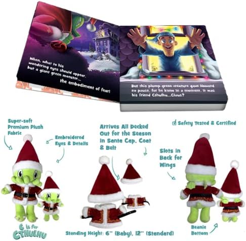 C is for Cthulhu The Night Before Christmas Santa Plush & Board Book Bundle (Baby Plush, 6 inches)