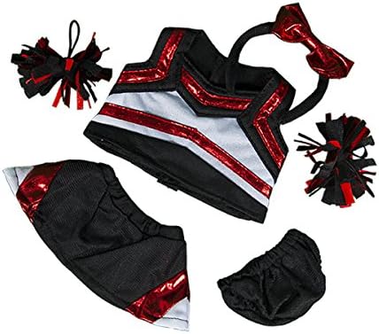 Metallic Red & Black Cheerleader Outfit Fits Most 8"-10" Stuffed Animals