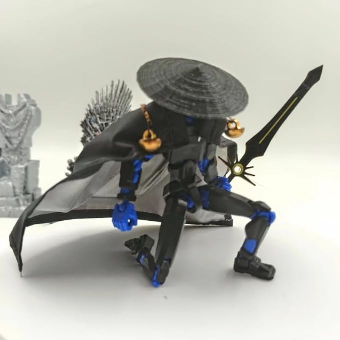 Assembly Completed T13 Action Figures,T 13 Action Figure, Robo 13 3D Printed Action Figure - The Ultimate Hero for Action-Packed Playtime,5.2 Inch (Swordsman-Black Blue)