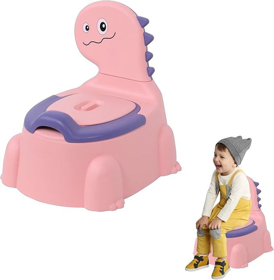 Potty Training Toilet, Dinosaur Potty Training Toilet Seat, Separated Dinosaur Training Potty for Toddlers with Non-Slip Rubber Mat Backrest, Portable Potty Chair for Boys and Girls Travel
