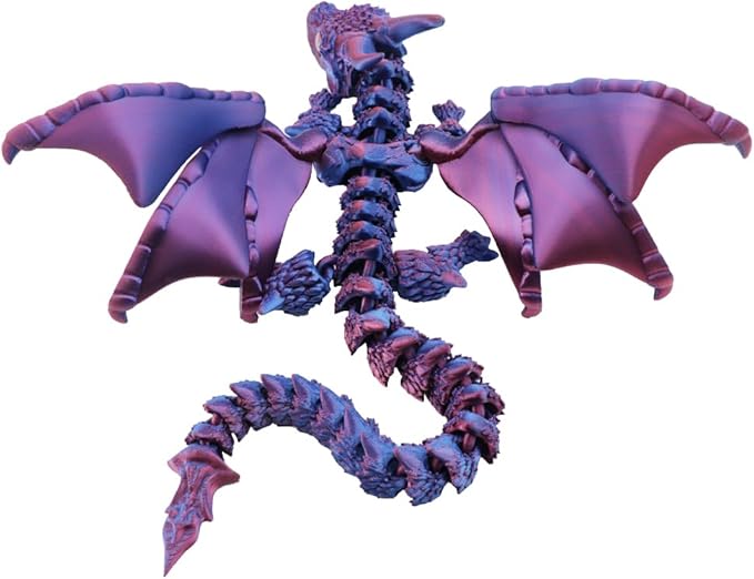 3D Printed Dragon Articulated Dragon with Movable Wings 16 inch Purple 3D Printed Animals Fidgets Toys for Kids