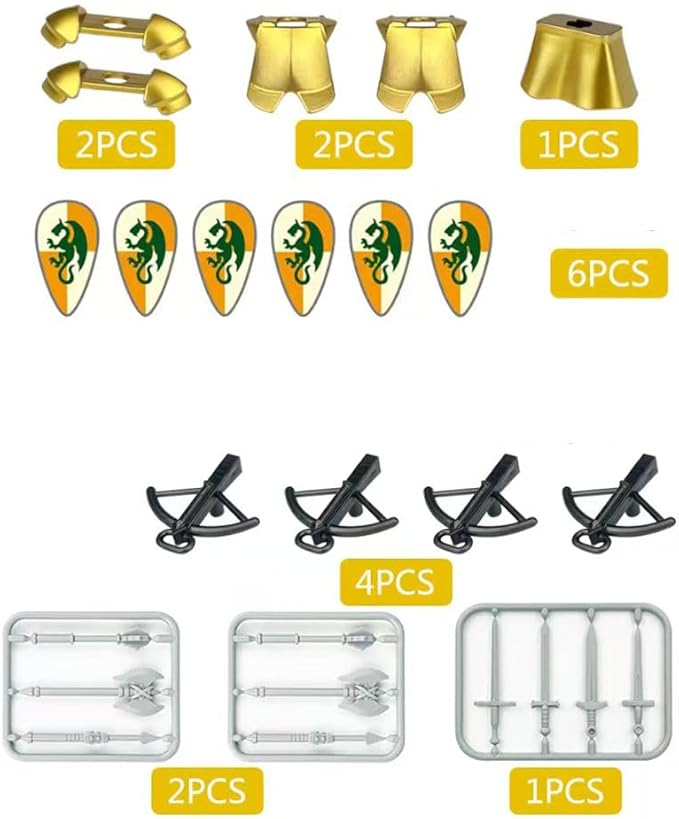 12PCS Medieval Knights Battle Soldiers with Weapons Action Figures Building Blocks Miniature Figurines Toys Cake Toppers (8156)