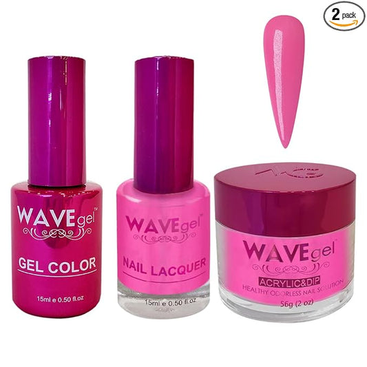 WAVEGEL Soak-Off Gel, Nail Lacquer & Acrylic/Dip Powder Matching Set - Princess Collection - #87 Rosa