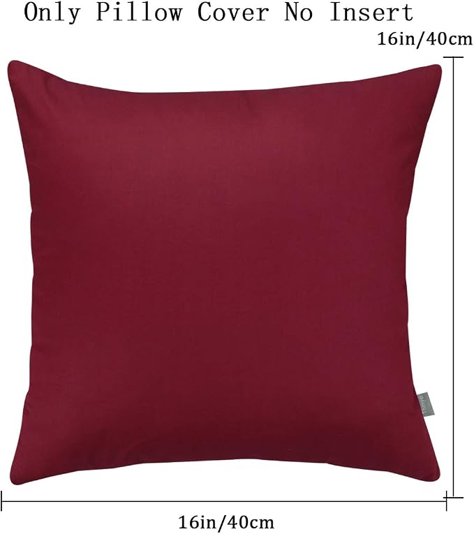 4-Pack 100% Cotton Comfortable Solid Decorative Throw Pillow Case,Thmyo Square Cushion Cover Pillowcase Sublimation Blank Pillow Covers DIY Throw Pillowcase for Sofa(16x16 inch/ 40x40cm,Wine red)