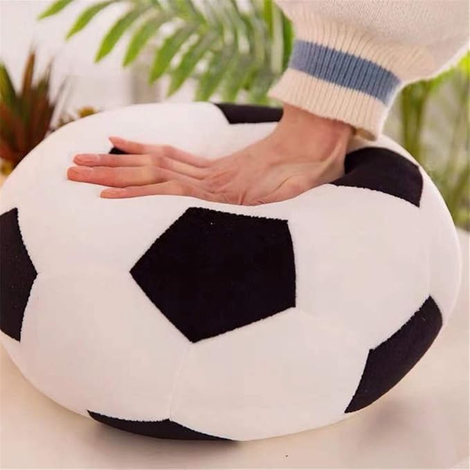Plush Soccer Balls - Fluffy Stuffed Toy Soccer Ball Plush Pillow Soft Durable Stuff Soccerball Gift for Kids Boy Baby (Black -White,17.7inch/45cm)
