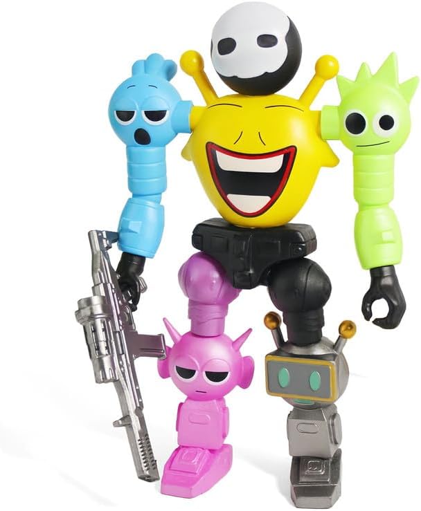 7 Inch Spunky Action Figure - Sprunky Toys Poseable & Detachable Joints Robot, Vibrant Surrealist Collectible for Sprunky Birthday Decorations, Desk Toys & Spunky Gifts (Color-B)