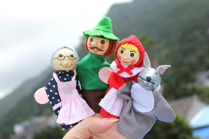 Little Red Riding Hood Finger Puppet Set, 4Pcs Storytelling Toy for Kids & Preschool, Party Favors & Parent-Child Play (Includes Little Red Riding Hood, Big Bad Wolf, Grandmother & Hunter)