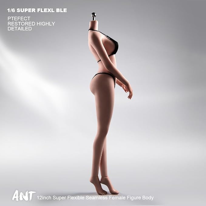 1/6 Scale Female Action Figure Body, 12 inches Seamless Flexible Action Figure Body Model with Detachable 5 Pairs Hand Gesture Shapes (Wheat Skin)