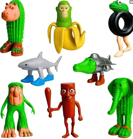 8PCS Italian Brainrot Action Figure, Tralalero Tralala with Tung Tung Tung Sahur, Brainrot Meme Shark Toys, Animals Figurine Doll Gifts for Fans