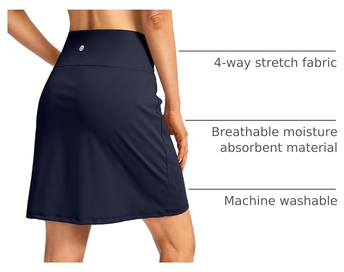 G Gradual 19" Skorts for Woman with Pockets High Waist Golf Skirt | Lightweight, Stretchy, Breathable, Tummy Control, Built-in Shorts, Athletic, Tennis, Pickleball, Casual Summer