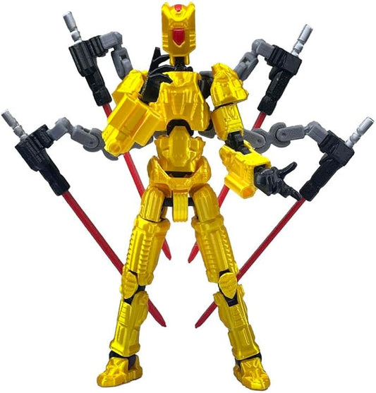 T13 Action Figure Set (Assembly Completed)，3D Printed Multi-Jointed, Desktop Decorations for Game Lovers Toys,5.5Inch (Gold)