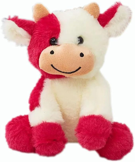 Cow Stuffed Animals Soft Plush Cute Cow Doll for Boys Girls 11.8in (zuo NIU Hong se 30cm)