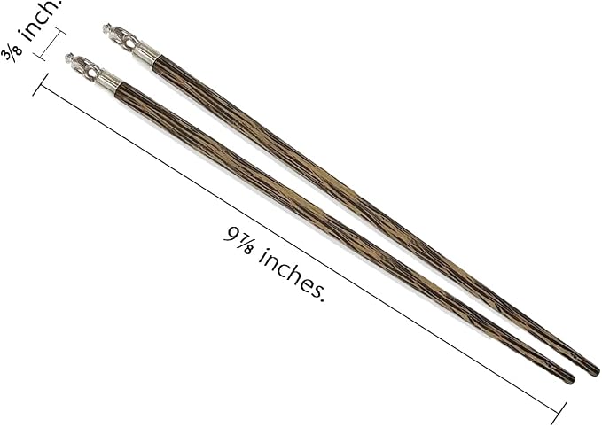 Wooden Chopsticks 9⅞" Long Coconut Palm Wood Chopstick With Metal Monkey Top Eating Utensil Oriental Cutlery Asian Tableware Decorative Dinnerware to Serve Chinese Japanese Korean Food