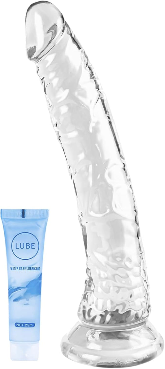 7 inch Small Realistic Clear Cute Dildo,Adult Sex Toy with Suction Cup Dildos, Suitable for Couples/Beginner/Women/Men/Gay with Thin and Slim Poke, can be Use for G spot and Anal