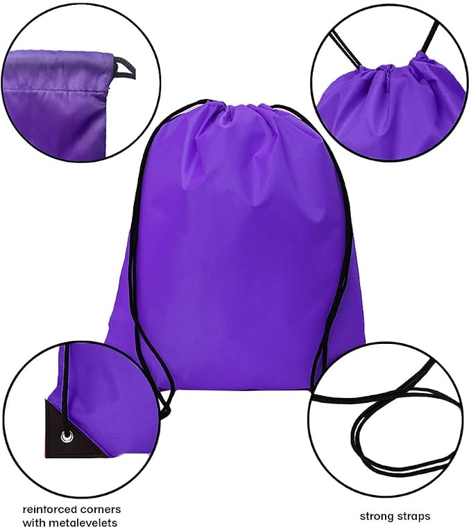 Drawstring Backpack Bulk 24Pcs Draw String Backpack Bags DIY Gym Sports Traveling Yoga Cinch Bag Sackpack Drawstring(purple)