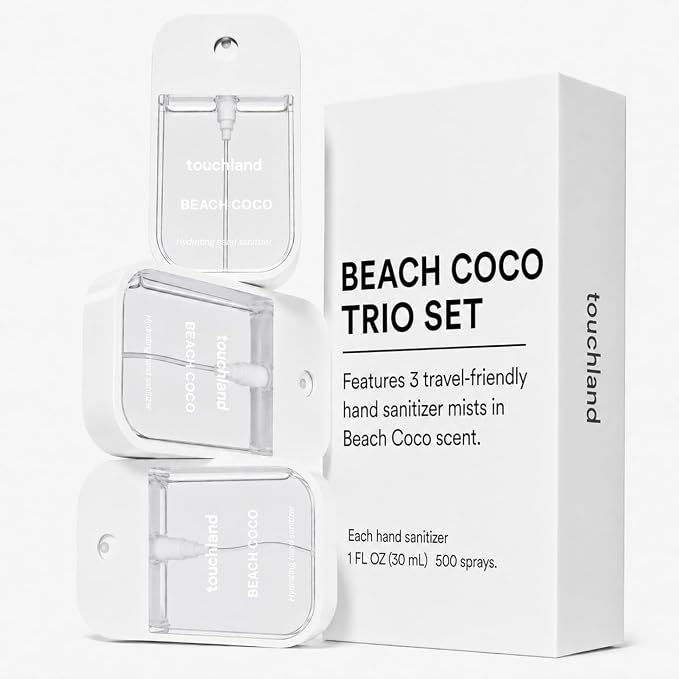 Touchland Hand Sanitizer Spray, Beach Coco Trio - 3 x 1 FL OZ