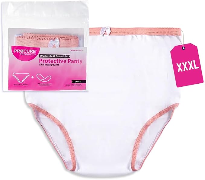 ProCure Women’s Protective Panty - Washable & Reusable Incontinence Underwear, XXXL (50+ in Hip), Cotton Panty with Liner Pocket - 1 Each