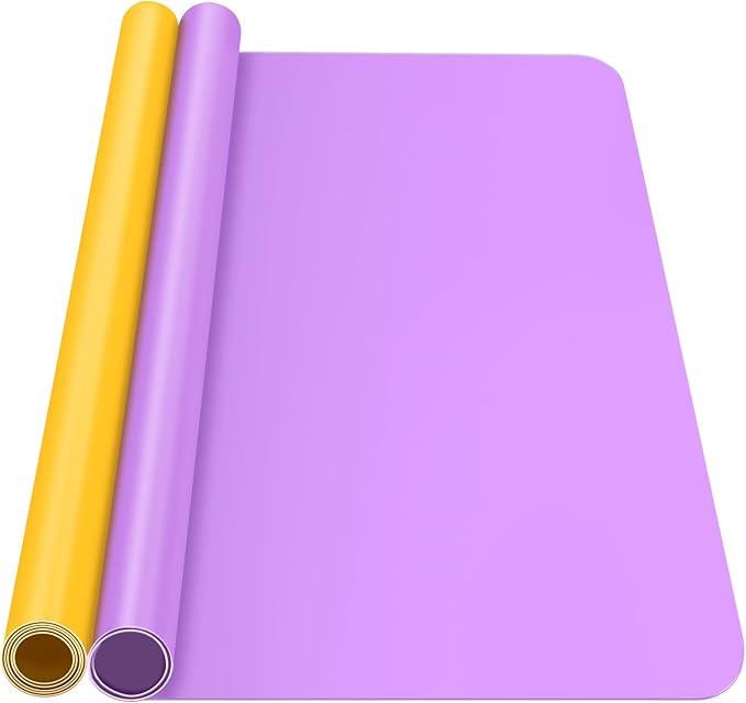 Silicone Mat, IKOCO 15.7"x 11.8" Silicone Craft Mat for Playdough A3 Large Nonstick Resin Molds Sheets for Epoxy Resin Jewelry Casting, Purple and Yellow
