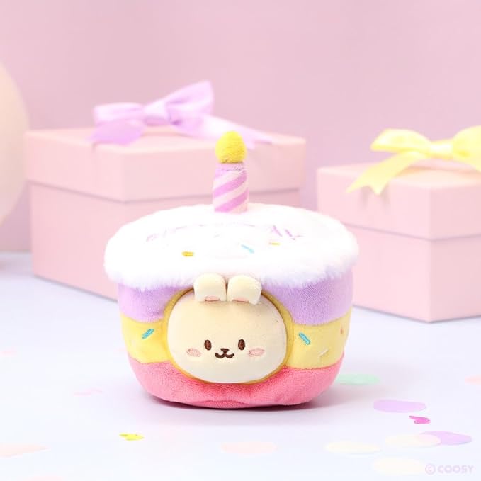 Anirollz Birthday Cake Oufitz Bunniroll Mini Plush – Soft & Cuddly Stuffed Bunny, Cute Collectible Gift for Plush Lovers, 4” Small & Adorable