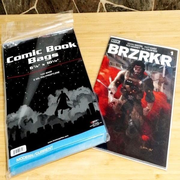 BCW Current/Modern Comic Bags - 100 ct | Acid-Free Modern Comic Bags for Current Issues | Exterior 6 7/8 x 10 1/2 inches | Crystal Clear Protection for Your Comic Collection