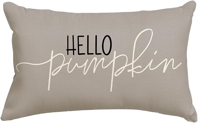 RABUSOFA Fall Pillow Covers 12x20 Inch,Autumn Hello Pumpkin Pillows Decorative Throw Pillows,Lumbar Outdoor Thanksgiving Cushion Cover Farmhosue Fall Decor for Bedroom Couch Sofa Gray