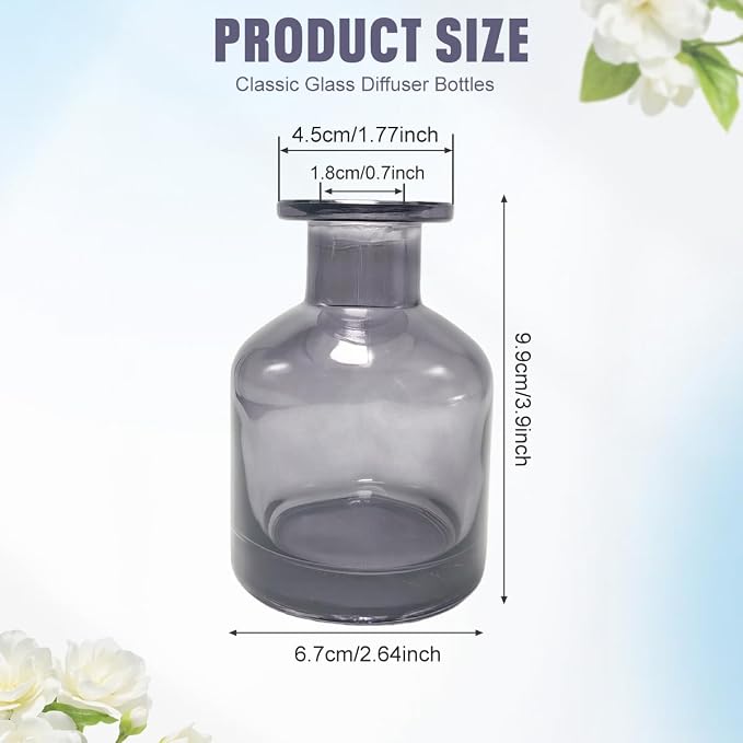 1Pcs 150ml/5oz Empty Glass Diffuser Bottle Aromatherapy Jar Container Fragrance Accessories Use with Essential Oils Replacement Diffusers Reed Sticks DIY Crafts Decor Gray