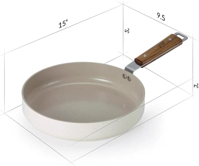 Neoflam Bien 9.5" Nonstick Ceramic Frying Pan with Wooden Handle, Induction Skillet for Healthy Cooking, Stir Fry & Omelet Egg Pan, Kitchen Essential Cookware, Made in Korea (24cm)
