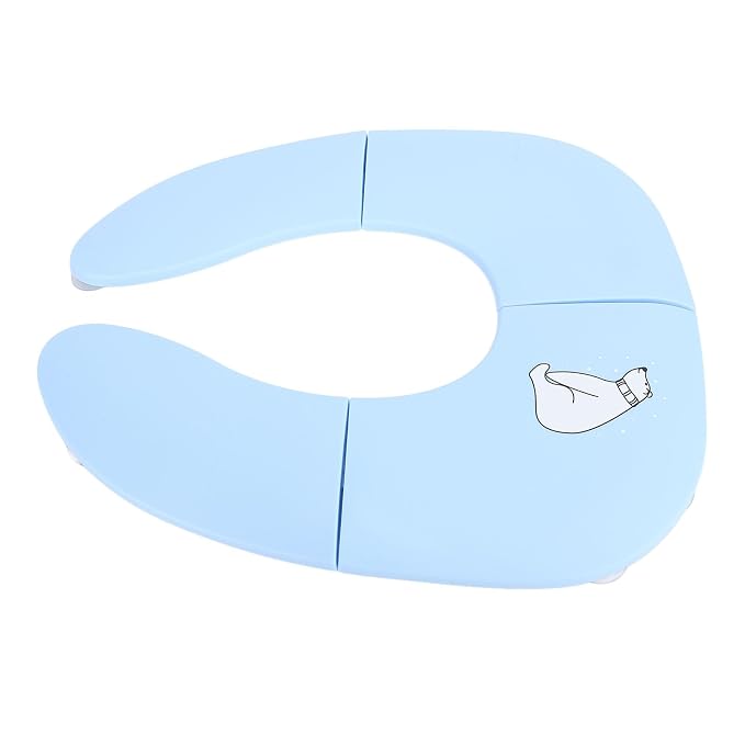 Fafeicy Kids Potty Foldable Travel Potty, PP Portable Training with Suction Cup and Slip Design, 35 X 29 X 3 Cm Folding Toilet Seat Cover for Toddler Travel (Blue)