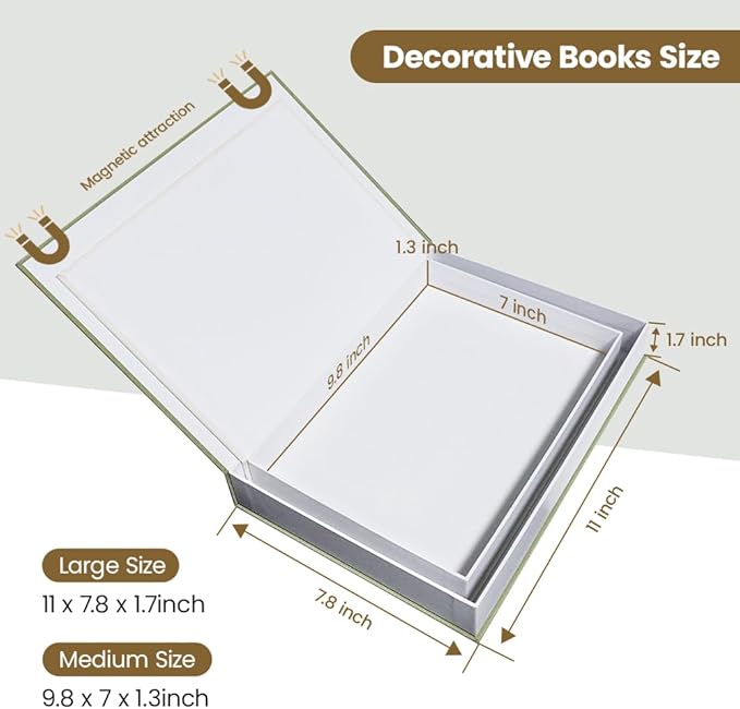 Aesthetic Decorative Books - Set of 2 Linen Fake Books Enhance Your Coffee Table, Home Decor, Living Room, Bookshelf or Mantle Decor, Modern Stackable Faux Book Photo Storage and as a Keepsake Box
