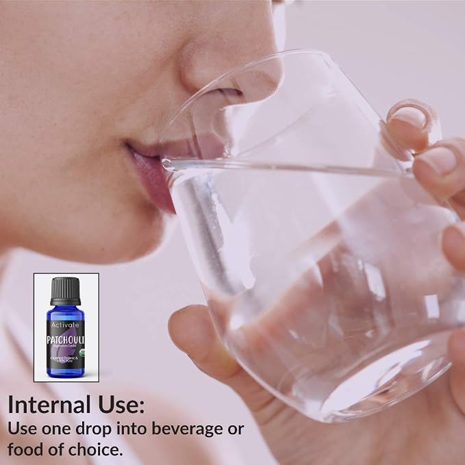 Activate Patchouli Organic Essential Oil 100% Pure, USDA Certified Organic, Premium Grade, Undiluted, Natural, Aromatherapy & Diffuser Use 10ml