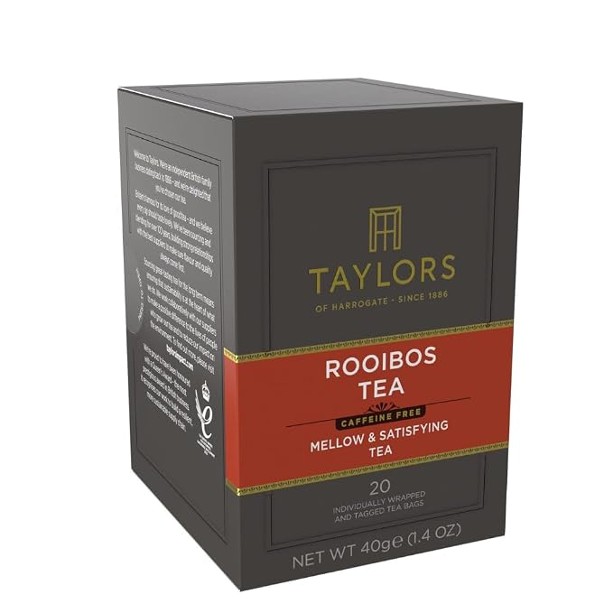 Taylors of Harrogate Rooibos Tea, Individually Wrapped Bags, 20 Count (Pack of 1), Mellow, Malty, and Slightly Honeyed, Caffeine-Free, Enjoy Hot or Iced, 20 Teabags