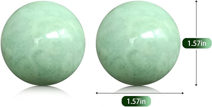 Traditional Chinese Baoding Balls, Marble Health Exercise Stress Relief Balls with a Retro Style Tassel Boxes for Gift, Green, 2-Piece Set, Medium-1.57"
