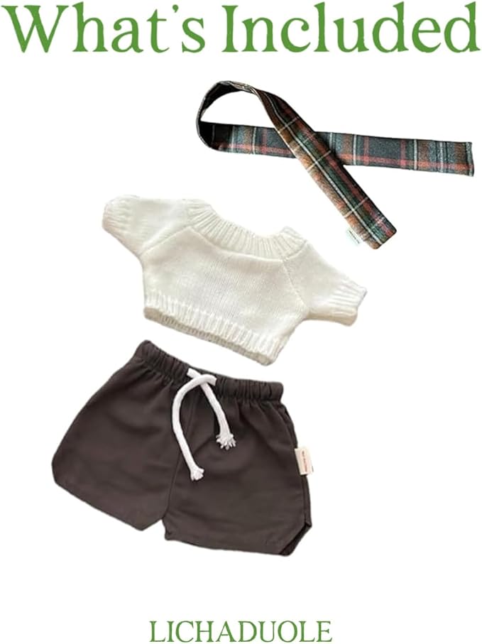 9-12"/30cm Teddy Outfit: 3-Piece Shorts Scarf Set for Medium bumblybear Bartholomew Bears,10inch Stuffed Animal Clothing(NO Doll)