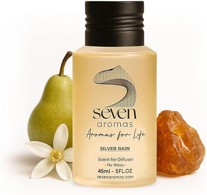 SevenAromas Silver Rain | 45ml 1.5oz Hotel Scent Diffuser Oil | Floral | Jasmine, Orange Blossom & Amber | Luxury Aromatherapy