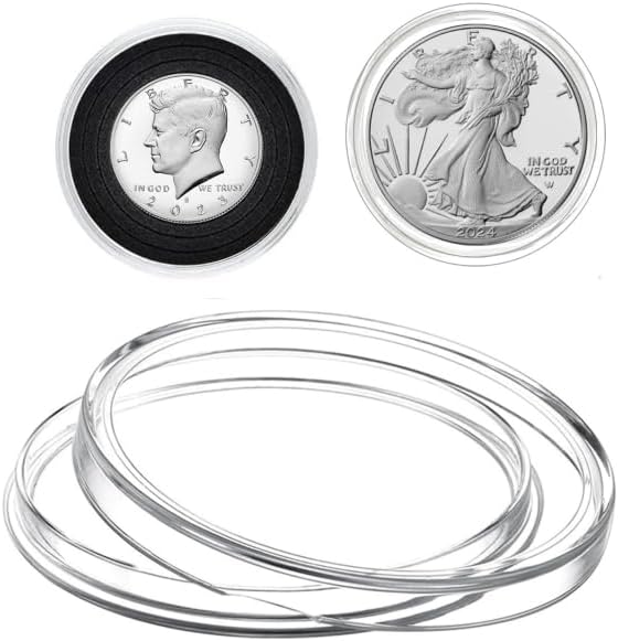 MUDOR Silver Dollar Coin Holders with 10 Size Gasket, 100 Pack Coin Storage Cases for Silver Eagle,Morgan,Cent,Nickel,Quarter, Plastic Coin Collection Supplies Protectors Capsules for Collectors