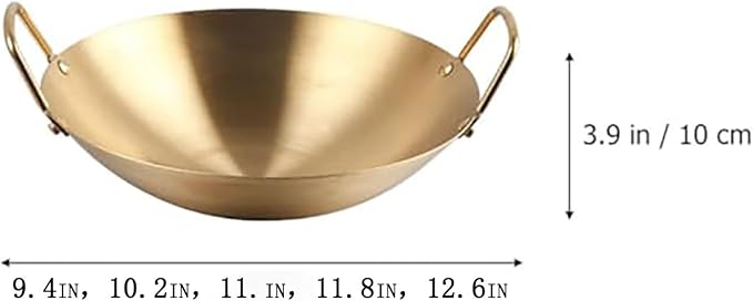 Korean Ramen Noodle Pot with Handles, Golden Pot Frying Pan Ramyun Pot Ramen Noodles Pan Soup Pan Seafood Making Seafood Pot Cooking Utensil Stainless Pot Golden Ramen Pot,Silver,11.8in