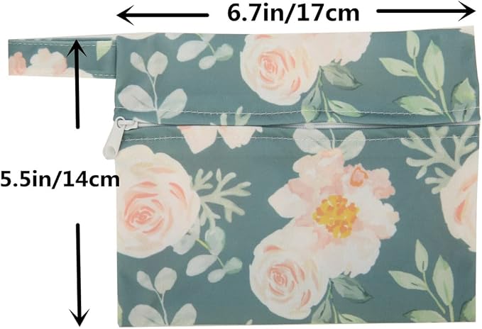 5 Thong Panty Liners 1 Wet Bag Cloth Menstrual Pads Sanitary Reusable Washable (Silver Foliage White)