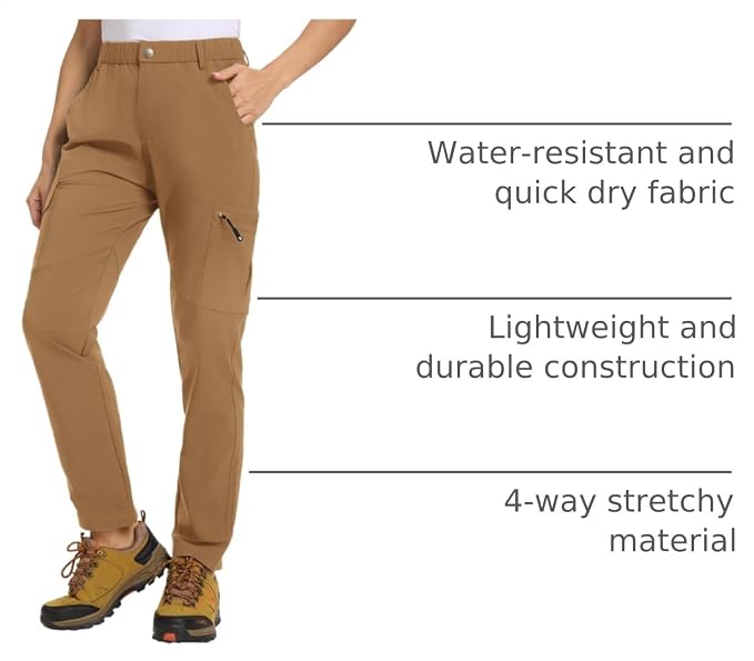 TBMPOY Women's Hiking Cargo Pants Lightweight Water Resistant Quick Dry Fishing Camping Travel Work Pant with 6 Pockets
