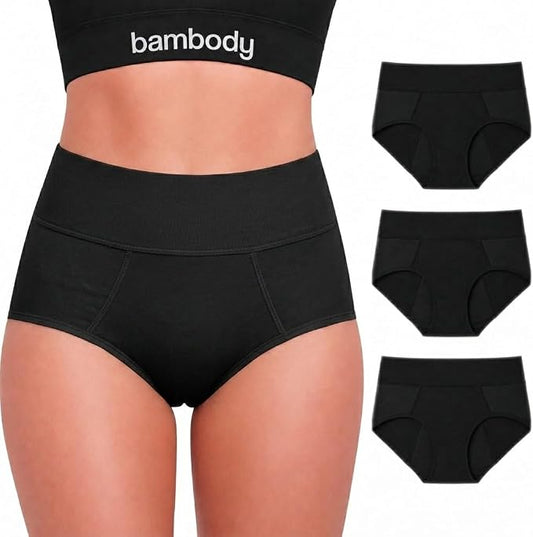 Bambody Absorbent Period Panties - Bamboo Rayon - Period Underwear for Women and Teens - All Day Long Protection - High Waist